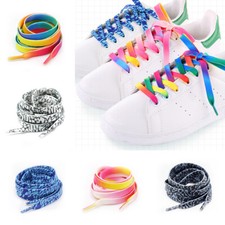 Rainbow Gradient Printed Shoelaces Pattern Colored Shoe Laces Flat Shoelaces