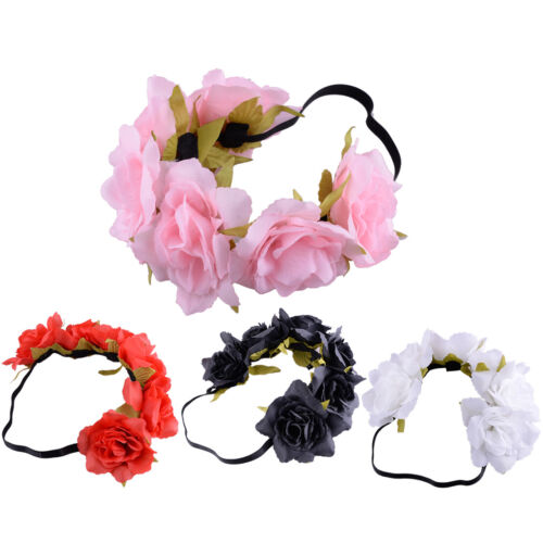 Girl Floral Crown Rose Flower Headband Hairband Wedding Hair Garland Headpiece - Picture 1 of 6