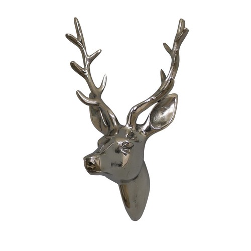 Metal polished silver wall art hanging stag deer head decoration ornament gift - Picture 4 of 4
