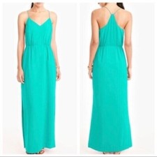 J. Crew Prom Formal Racerback Maxi Dress Tourquoise Lined Slit Sides NWT Size 0