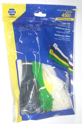Napa 899-2196 Standard Cable Ties (225) 4'' & (225) 8'' Multiple Colors Incl 450pk