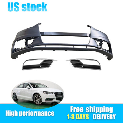 For 2015-2016 Audi A3 Quattro Front Bumper&Fog Light Cover With Sensor Holes