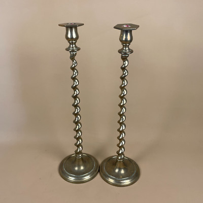 Antikes passendes Paar Kerzenleuchter Gold Messing Metall Kerzenständer Twist Indisch