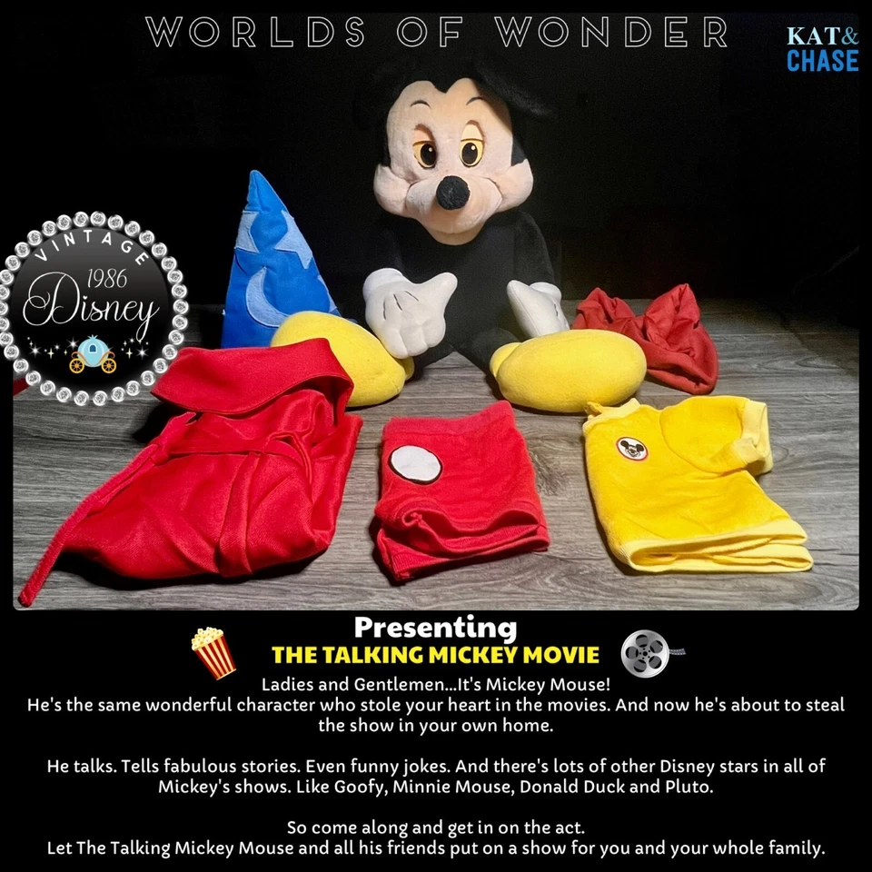 Video 1986 Worlds of Wonder Talking 24" Hechicero Mickey Mouse Viaje Cassette Foto 2 de 4