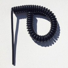 NEW 12", 6 Conductor 20 Gauge Glossy Black Polyurethane Coil Cord w/6" ends