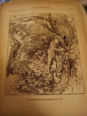 El4 Ephemera 1900er Edwardianisches Bild Val Fund Fraulein Heinz dahinter stehend 