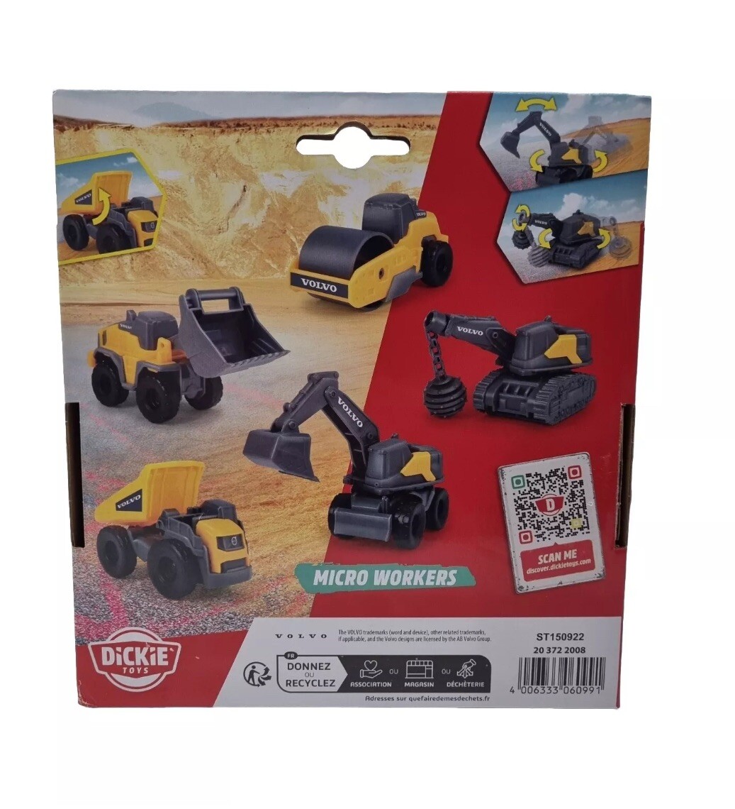 Dickie Toys Volvo Micro Workers Set of 5 Construction Site Vehicles Excavator UK image 5