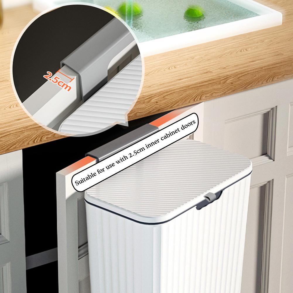 Hanging Kitchen Waste Bin with Lid Wall Mounted Over Door Cupboard