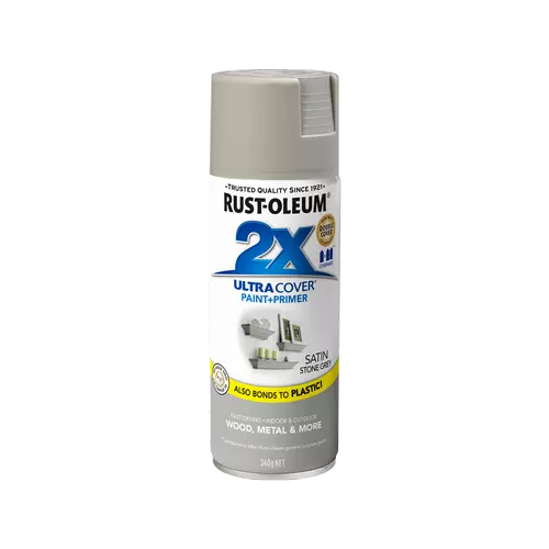 Rust Oleum 340g Stone Grey Satin 2X Ultra Cover Spray Paint