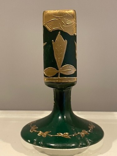 Antikes Porzellan Zigarettenetui grün Emaille & Gold - Bild 5 von 13