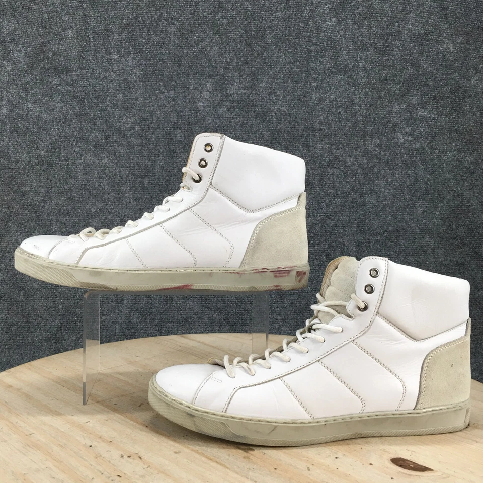 H & M туфли мужские 44 кроссовки шнурует вверх плоскостях CA42271 все белая кожа высоты верх - Изображение 2 из 4