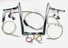 14 x 1.5 MeatHook Ape Hanger Handlebar Kit with Switches 02-06 Harley Road King