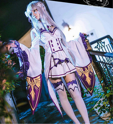 Anime Re Zero Kara Hajimeru Isekai Seikatsu Emilia Cosplay Costume Stocking Ebay