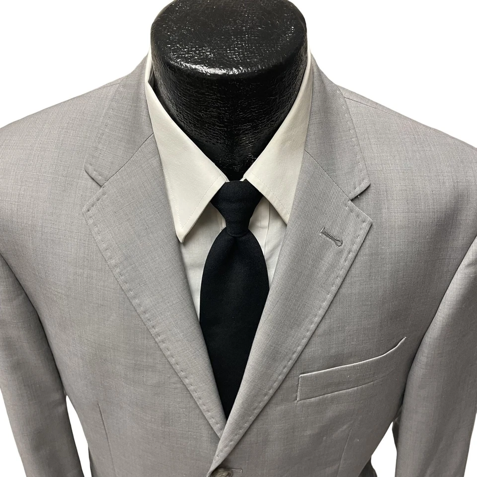 NUEVO Abrigo Deportivo Perry Ellis Gris Plateado 3 Btn MODERNO Chaqueta Blazer Lana Ligera 40 Foto 2 de 4