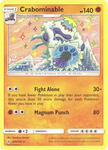 Pokemon - Crabominable - 105/214 - Rare -  Unbroken Bonds  - NM/M