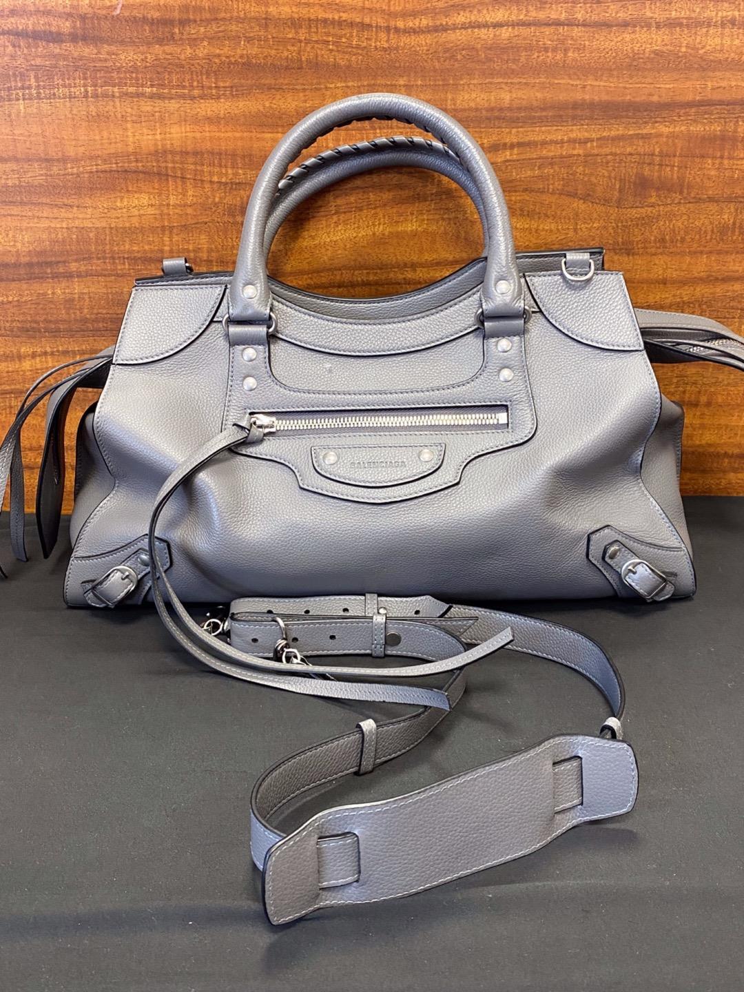 Authentic Balenciaga Neo Classic City Gray Leather Large 2 Way Bag