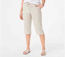 Denim Co Casual EasyWear Twill Pull-On Skimmers-Light Khaki-Petite Small-A394549