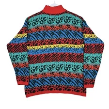 Vintage 80s Gitano Plus Multicolor Animal Print Knit Sweater - Women's 40/20W