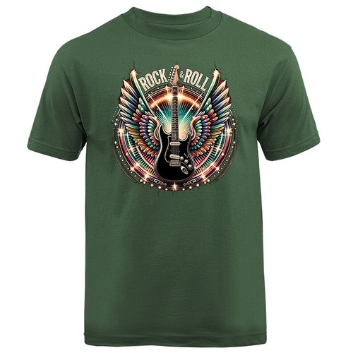 Rock & Roll Gitarre Flügel Rock Musik Band T-Shirt - Bild 7 von 17