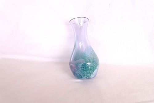 Caithness Glass Vintage Small Posy Vase Blues & Purples Swirl Etched - Picture 6 of 13