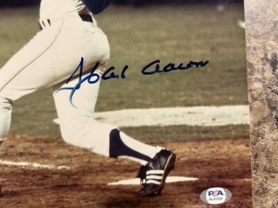 HANK AARON ATLANTA BRAVES 715 HR SIGNED 11X14 PHOTO - BUD SKINNER