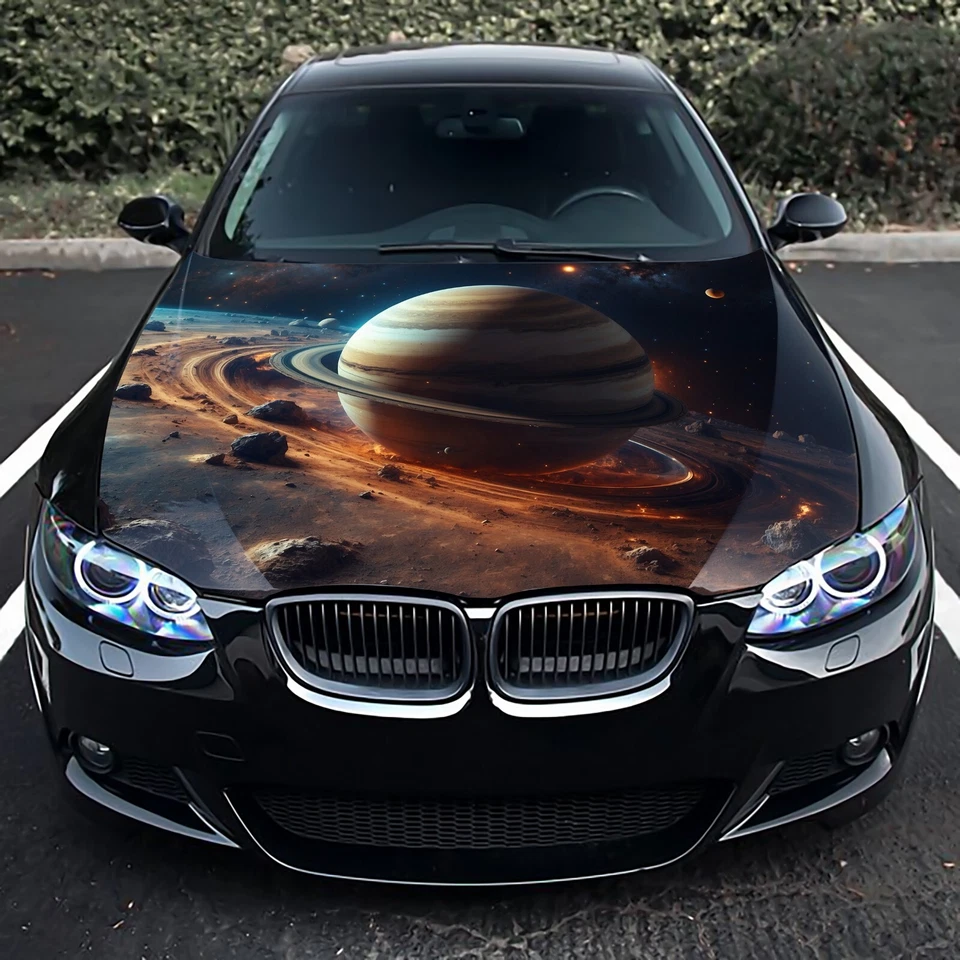 Calcomanía envolvente para capó de coche espacial Saturn pegatina de vinilo color galaxia gráfico se adapta a cualquier coche Foto 4 de 4