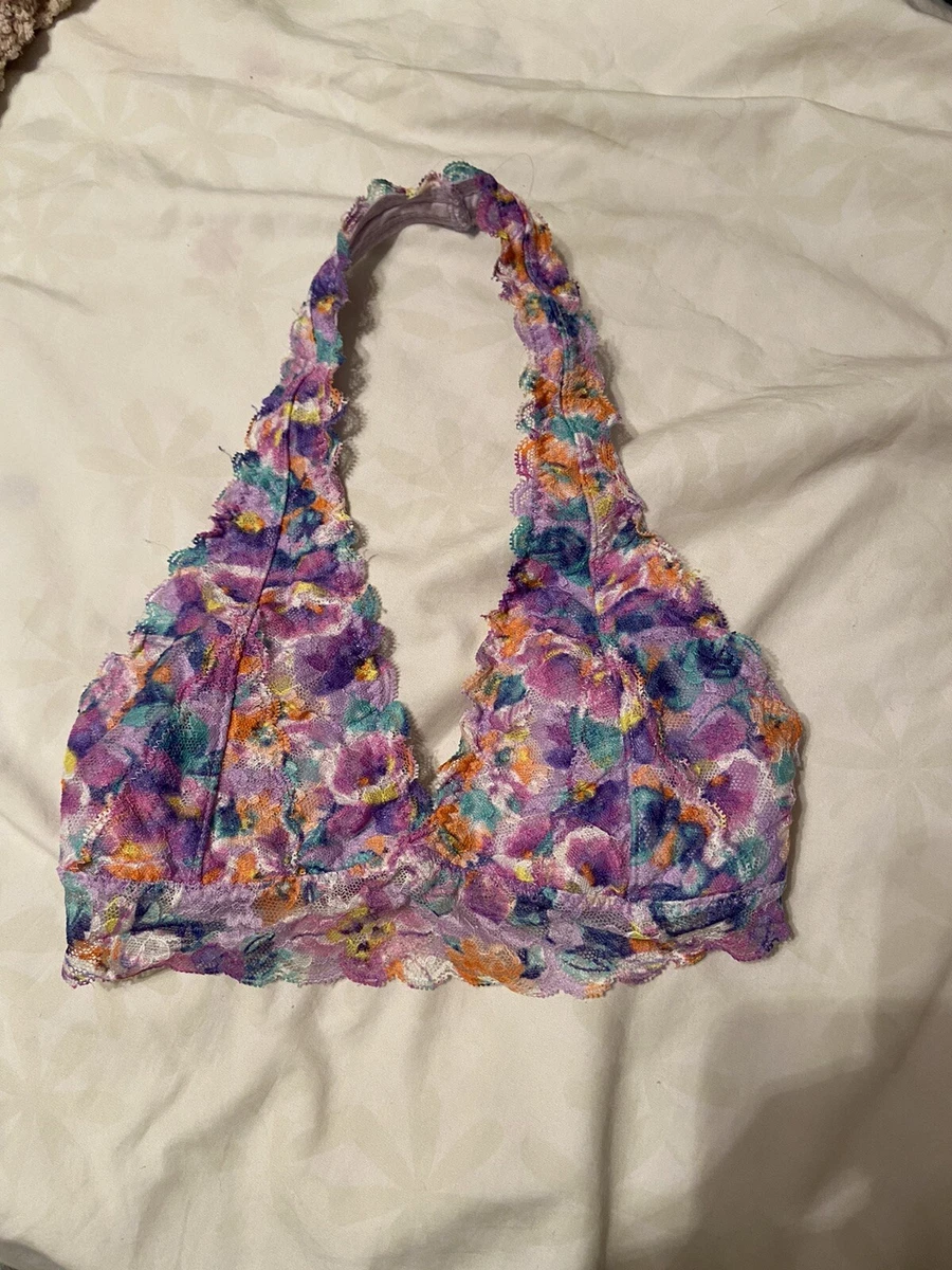 Gilly Hicks Purple Floral Halter Bralette Size XS