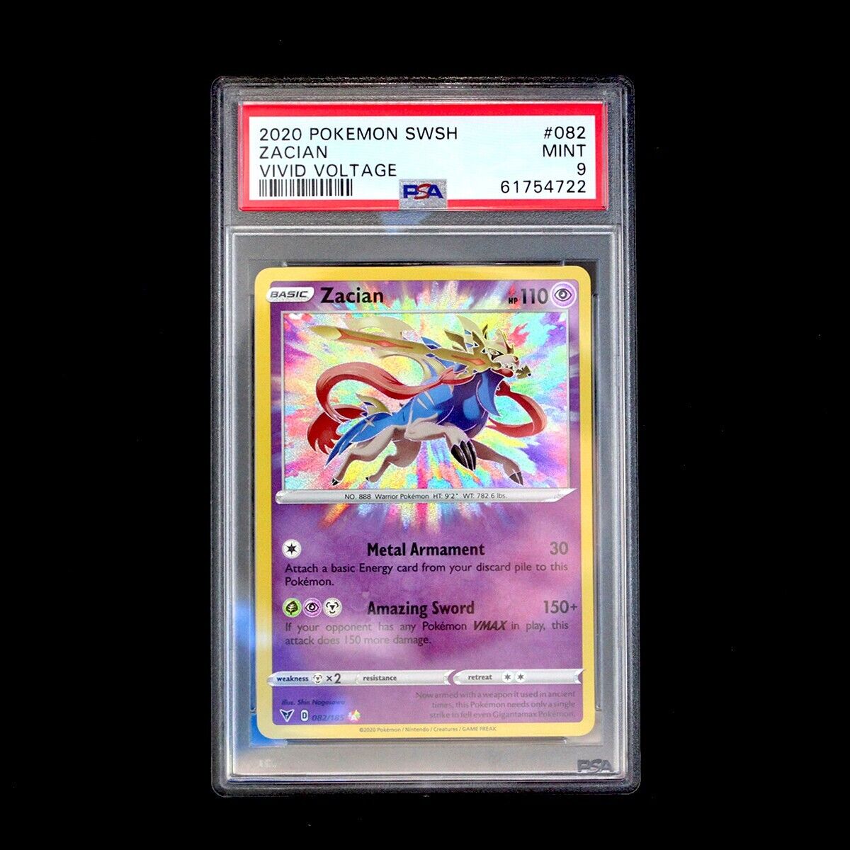 Zacian 82/185 PSA 9 Amazing Rare - 2020 Pokemon Vivid Voltage