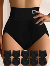 Breathable High Waist Elastic Panties, Mild Tummy Control, XL, Pack of 10, New