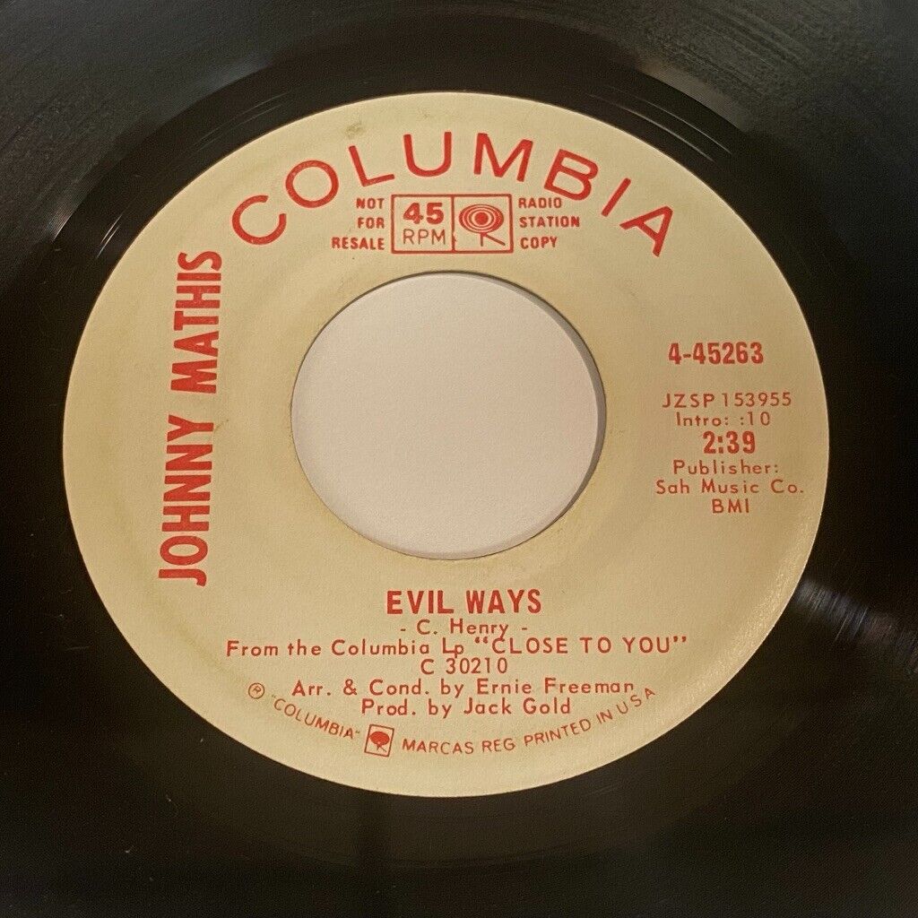 Johnny Mathis: Evil Ways 45 - Columbia 4-45263 - Northern Soul