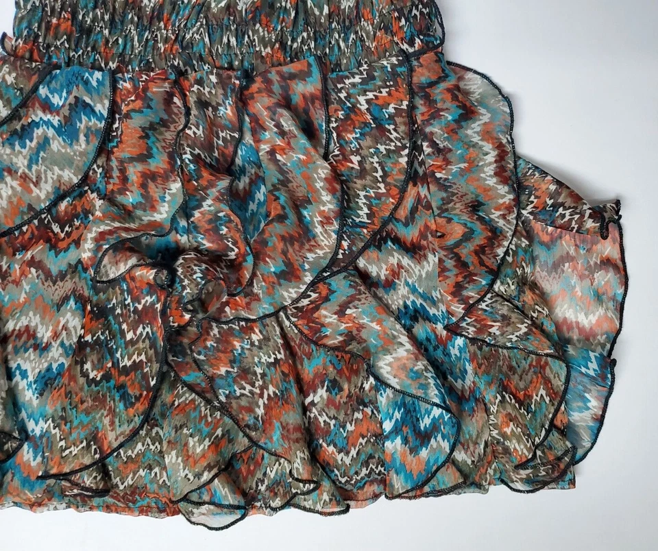 Мини-юбка Wet Seal размер Small цветная Boha прозрачная плиссированная с оборками - Изображение 3 из 4