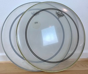 Lot of 2x REMO Powerstroke 3 PS3 P3 22" Bass Drum Head Drumheads Clear & Coated