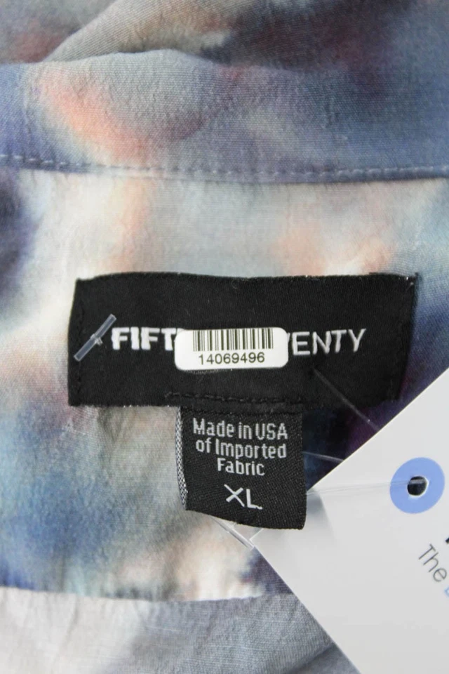 Blusa Top Fifteen Twenty para Mujer Tie Dye Manga Larga Abotonada Azul Talla XL Foto 4 de 4