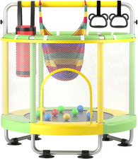 55" Trampoline for Kids with Enclosure, 440Lbs Capacity Indoor  Outdoor Toddler
