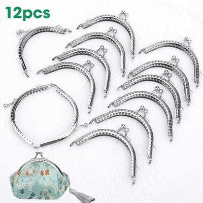 12x 3.4'' Metal Purse Frames Kiss Lock Clasp for DIY Coin Purses Wallets Handbags