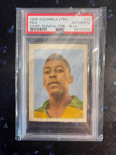 1958 Pele EDITORA AQUARELA SOCCER #10 BLUE NUMBER Rookie Card 🔥 PSA AUTHENTIC