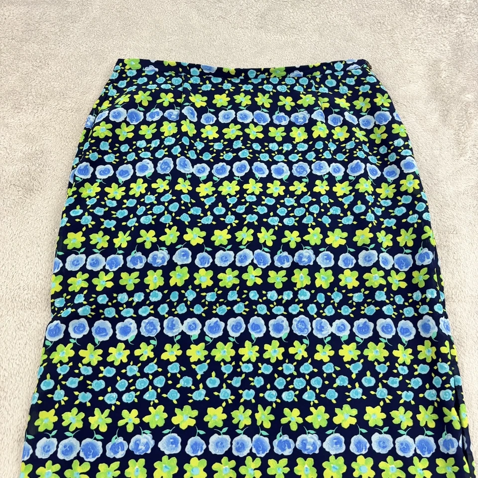 VTG Esprit Maxi Skirt Womens 9/10 Blue Green Floral 90s Fairy Grunge Y2K USA - Image 3 of 4