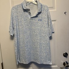 Under Armour Men's Iso-Chill Polo Shirt Size Large White/Blue Print