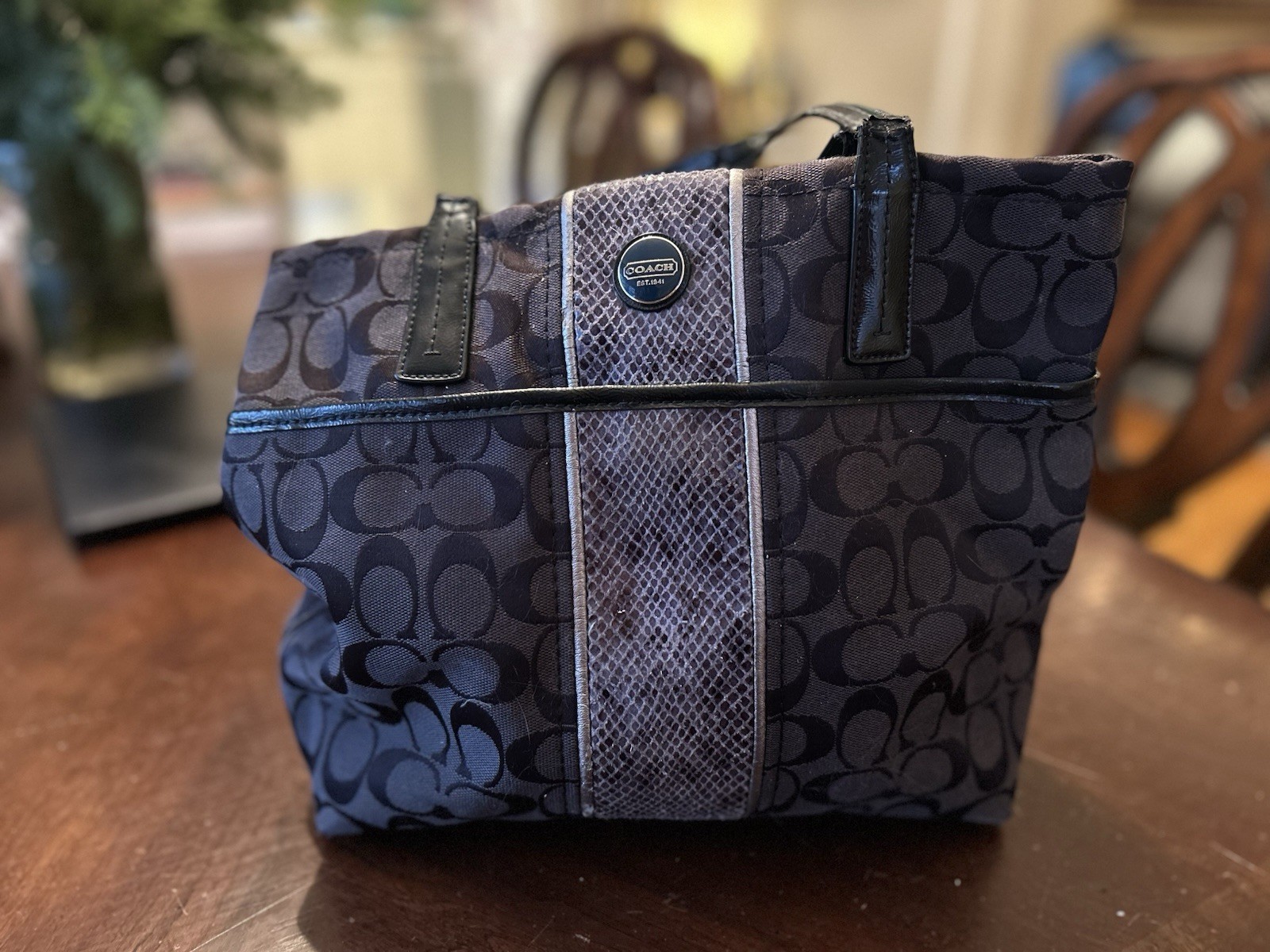 Coach Python Medium Handbag, Black - image 1