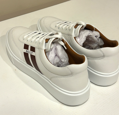 BALLY- Men's Leather Sneakers Optic White Coby Size US 13- NEW | eBay