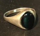 Vintage Solid Silver and Black Onyx Unisex Ring Size Q. Pinkie
