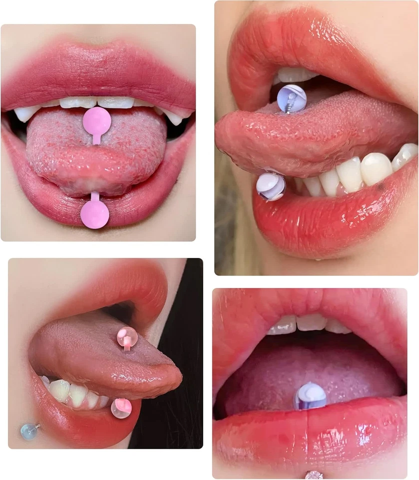 5 PIEZAS Barras de Lengua Acrílicas 14G Piercing de Lengua Joyería Color Caramelo Barras de Tounge Foto 2 de 4