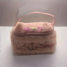 Claire&rsquo;s Club Plush Pink Kitty Cat Flower  Make Up Cosmetics Bag Good Condition