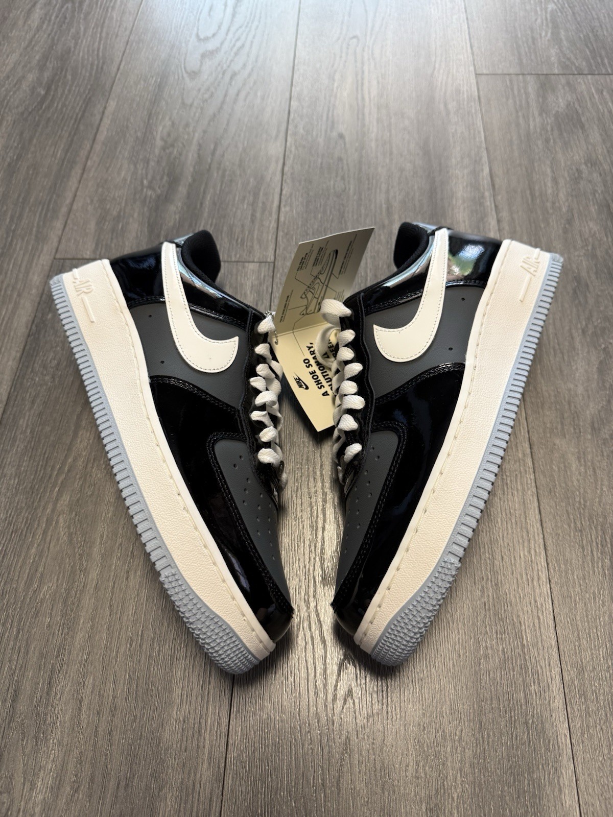 Nike Air Force 1 Low Black Iron Grey Patent Mens Sneakers IB7676 001