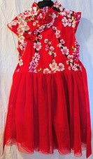 Little Girls Floral Cheongsam Chinese Qipao Bodice Tulle Dress Size 2T