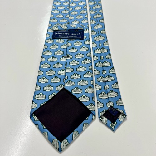 Vineyard Vines Men Neck Tie Far Hills Country Day School Blue 100% Silk Necktie  - Picture 2 of 8
