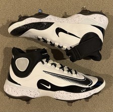 Nike Alpha Huarache Elite 4 Mid White Black Baseball Cleats Size 8.5 FD2744-107