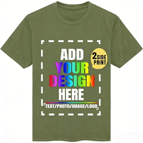 Personalized Custom T-Shirt Double Sided Print  Your Design Text Logo Photo Gift - product listing photo