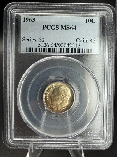 1963 10c PCGS MS64 Series:32 Coin: 45
