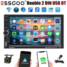 Double Din 7"Apple Carplay Android Auto Car Stereo Radio BT Touch Screen MIC CAM